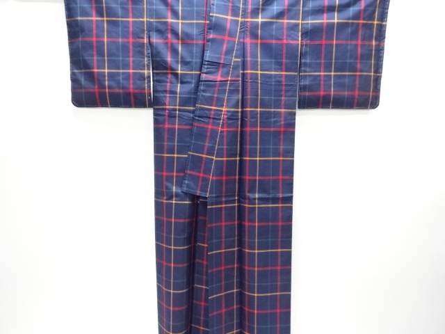  格子織出し本場大島紬着物